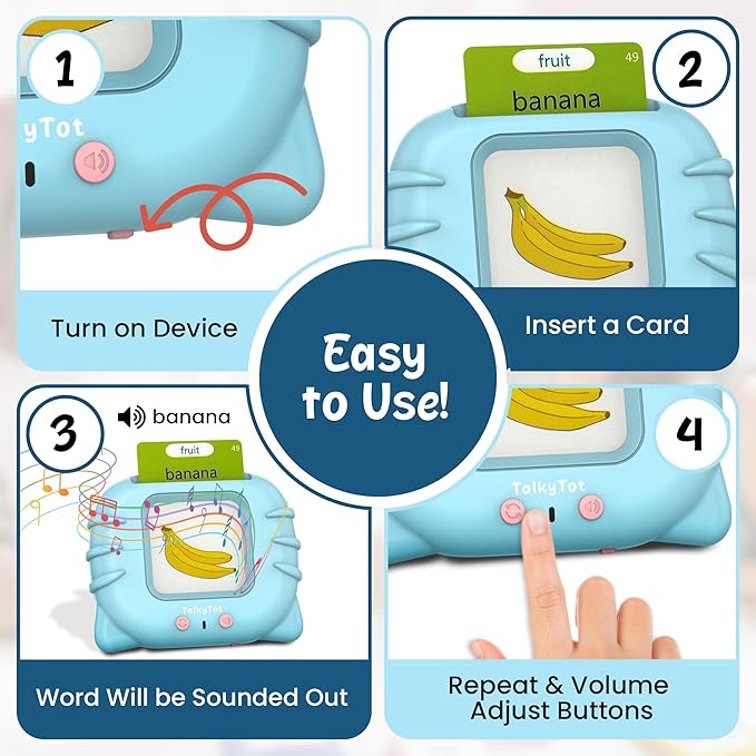 510 Words Talking Flash Cards for Toddlers 1-3, Pocket Speech for Toddlers, Card Early Education Device, Phonics Flash Cards, Word Learning Toys for Toddlers 1-3, Pocketspeech