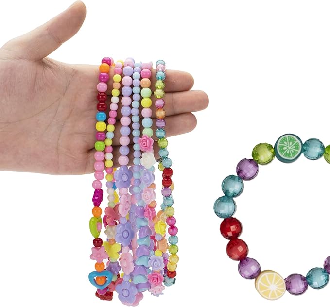 6 Sets Toddler Play Jewelry Beaded Necklace and Bracelet for Little Girls, Packaged in Gift Box, Dress up Necklace Bracelet Set Pretend Princess Jewelry for Kids, Jewelry Toy Gifts for Girls