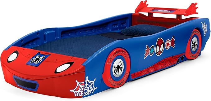 Delta Children Spidey and His Amazing Friends Web Crawler Race Car Twin Bed, Blue/Red
