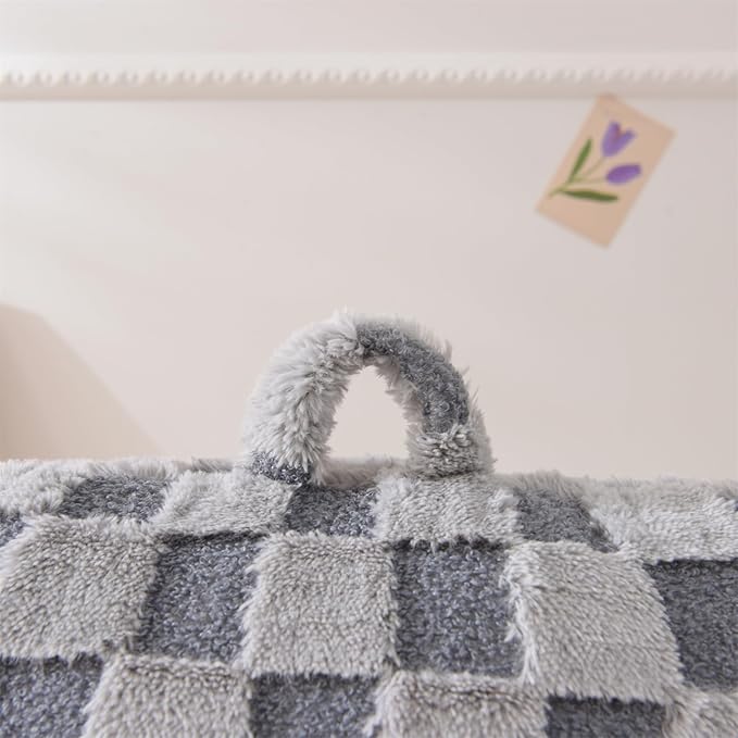 Aimuan Reading Pillow Checkered Bed Rest Wedge Backrest Checkerboard Pillow with Arms Back Support for Sitting Up in Bed Cushion Incline Rest Sleeping Snoring Pillow (Grey,Large)