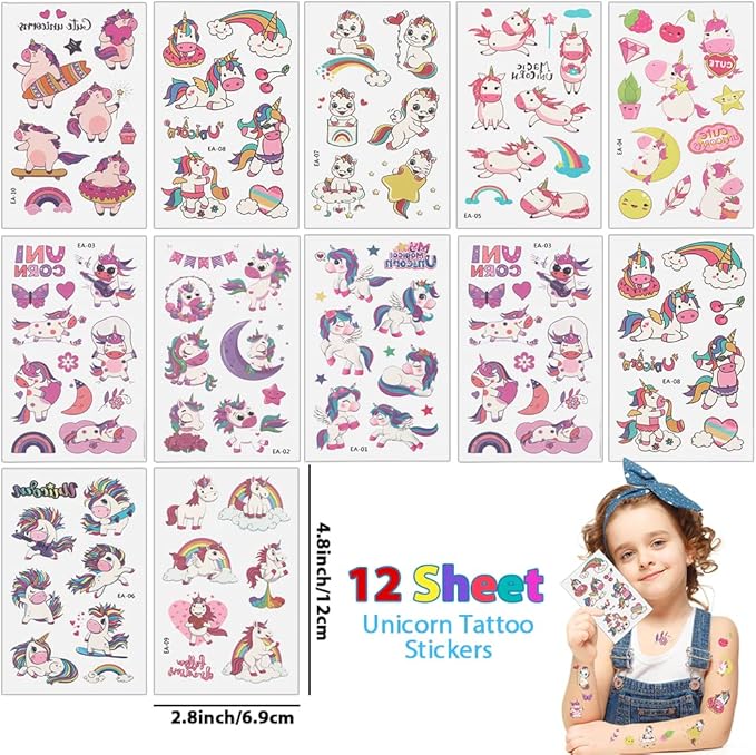 72Pcs Unicorn Party Favors Birthday Supplies for Girls Unicorn Silicone Bracelets Necklaces Rings Keychains Tattoos Rainbow Unicorn Gifts Toys Unicorn Party Supplies Gift Goodie Bag Fillers