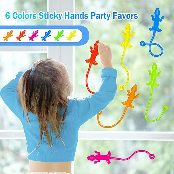 36PCS Sticky Hands Bulk Kids Party Favors Lizard Shape Stretchy Sticky Hand Fidget Toys Kids Goodie Bag Stuffers Easter Basket Stuffers Treasure Box Toys for Classroom Prizes Birthday Party Supplies