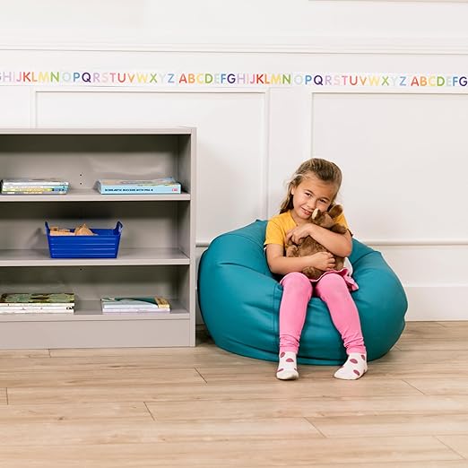 Factory Direct Partners 10477-TL SoftScape Classic 26" Junior Bean Bag Chair, Furniture for Kids, Libraries or Home - Teal