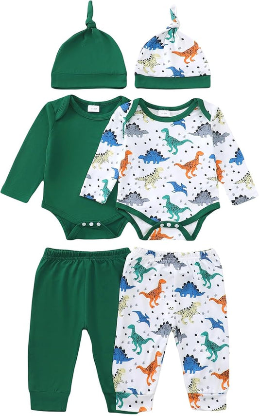 Newborn Baby Boy Clothes Infant Boys Outfits Romper 2-Pack Cute Baby Boy Pants Set Hat 0 3 6 9 12 18 Months
