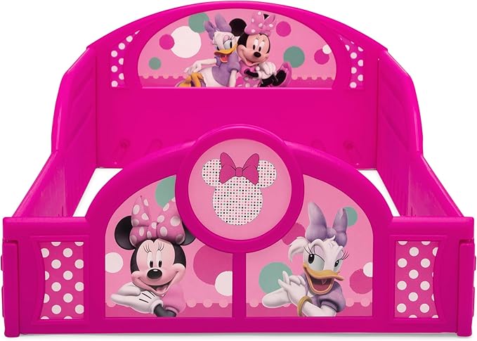 Delta Children Disney Minnie Mouse 4-Piece Toddler Room-in-a-Box Set – Includes Sleep and Play Toddler Bed, Table, 1 Chair and Toy Box, Pink