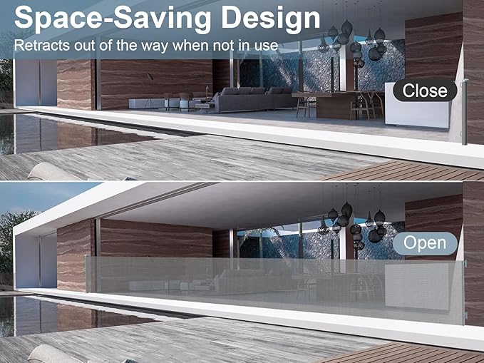 180 Inch Retractable Baby Gates - 41" Extra Tall Extra Wide Mesh Dog Gates for Large Openings Indoor(Gray)