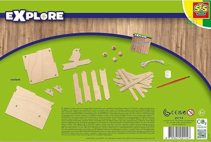 SES Creative: Bird Feeding Station - DIY Wooden Build & Decorate Kit, Hanging Bird Feeder, Easy Construction, Arts & Craft Activity Set, Kids Ages 5+
