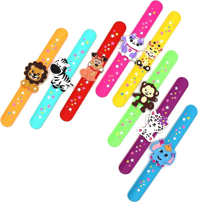Animals Slap Bracelets Party Favors for Kids(8pack)-Wild One Goodie Bag Stuffers for Boys&Girls Animals Theme Party Supplies Carnival Prizes Suit Classroom Exchanging Gifts