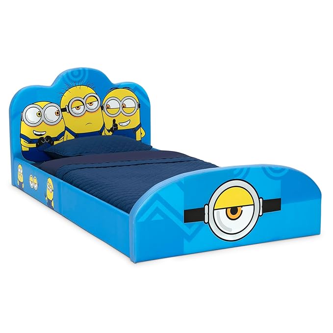 Delta Children Minions Upholstered Twin Bed, Blue