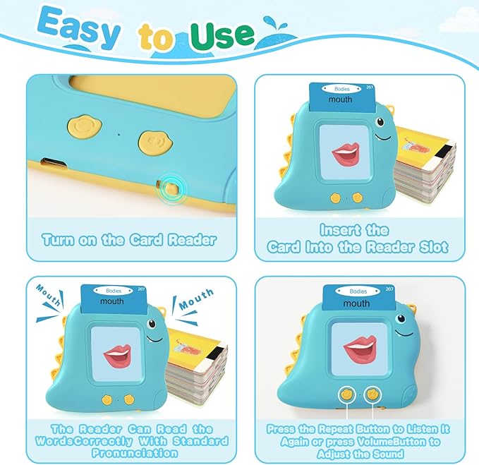 510 Words Pocket Speech Talking Flash Cards - Montessori Speech Buddy Early Learning Speech Buddy Flashcards for Toddlers, Audible Educational Device Speech Therapy Materials Development Sensory Toys