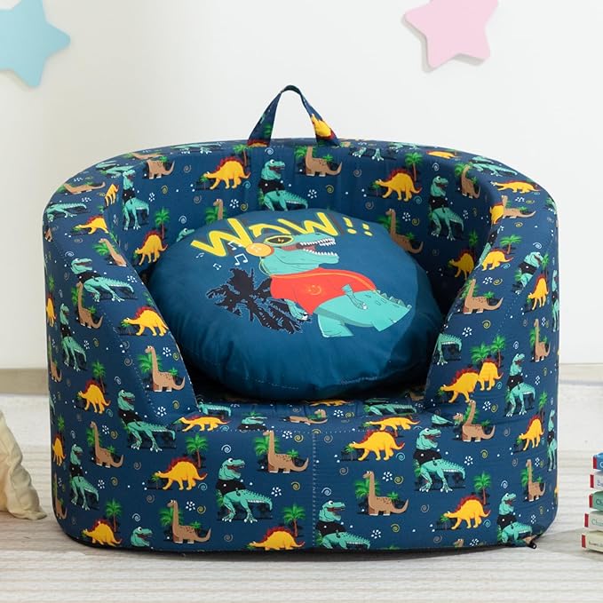 ALIMORDEN Snug-Arch Toddler Couch, Comfy Foam Baby Chair, Ergonomic Toddler Chair with a Snug Embrace Design for Boys and Girls, Dinosaur