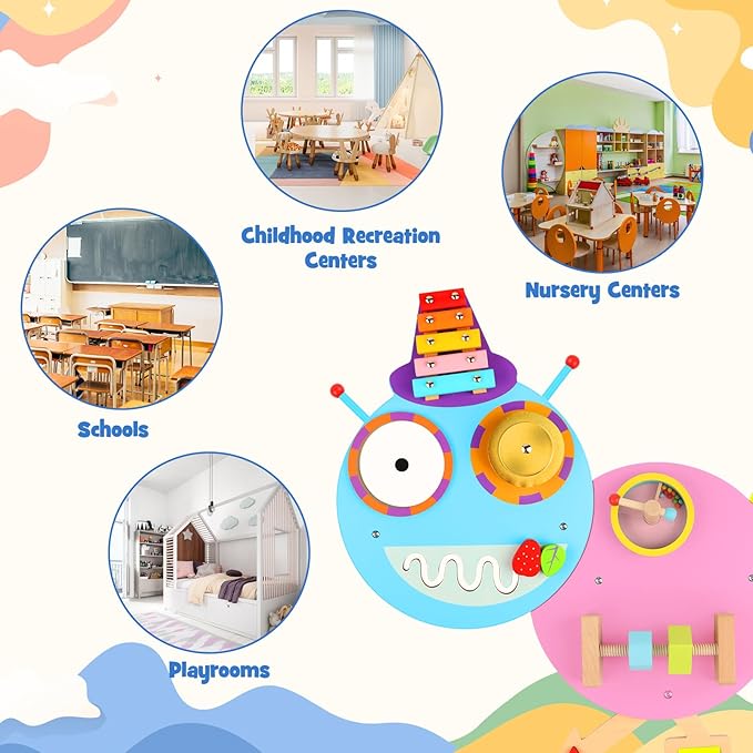 Caterpillar Activity Wall Panels for Toddler: Sensory Wall Toy 12 Activities - Wall Mounted Toy Busy Board Decor for Bedrooms Toddler Activity Center Daycares - Montessori Educational Toy for Kids