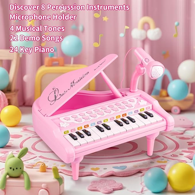 Amy&Benton Piano Music Toy Baby for Toddlers Pink for Girls 1-3 Girl First Birthday Gift for 1 2 3 Years Old Girl 1st Birthday Toy Presents for Girl 1 2 3+ Girl Kids Gift