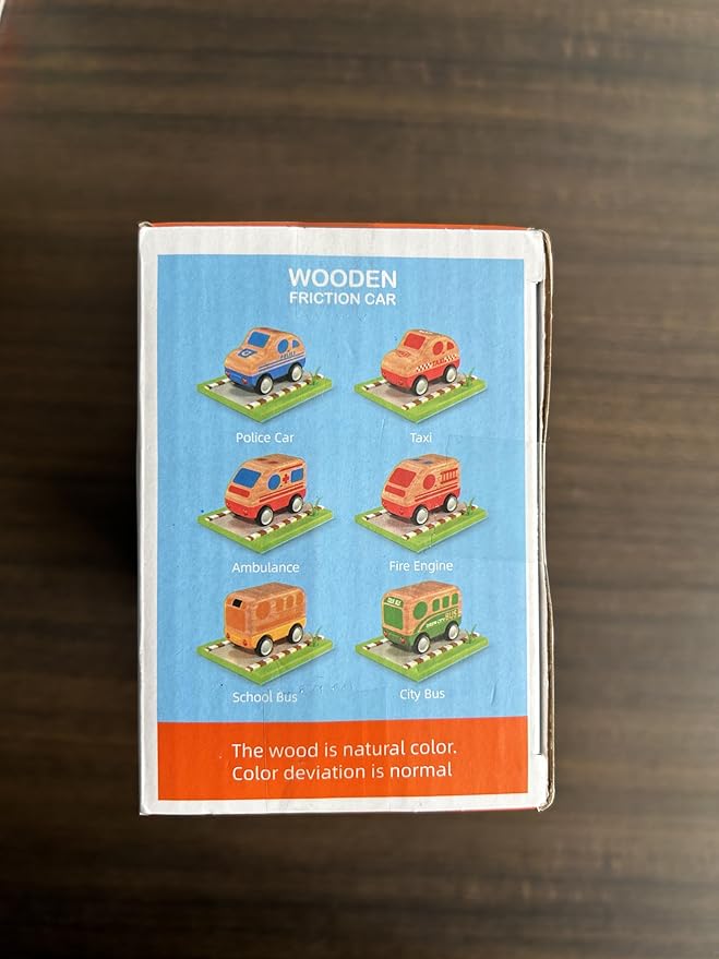 3pcs Wooden Toys Cars, Taxi, Fire Truck, City Bus, Educational Toy, Early Learning for Toddlers, Colorful Vehicles Play Set for 2 3 Year Old Boys Girls Christmas Birthday Gift