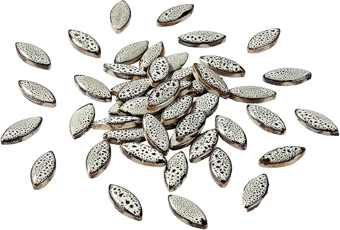 70 Pcs Petal Ceramics Mosaic Tiles for Crafts, Stained Ceramics Supplies, Flower Leaves Mosaic Ceramics Mosaic Pieces Kit for DIY Crafts Plates Picture Frames Home Decorations - Black