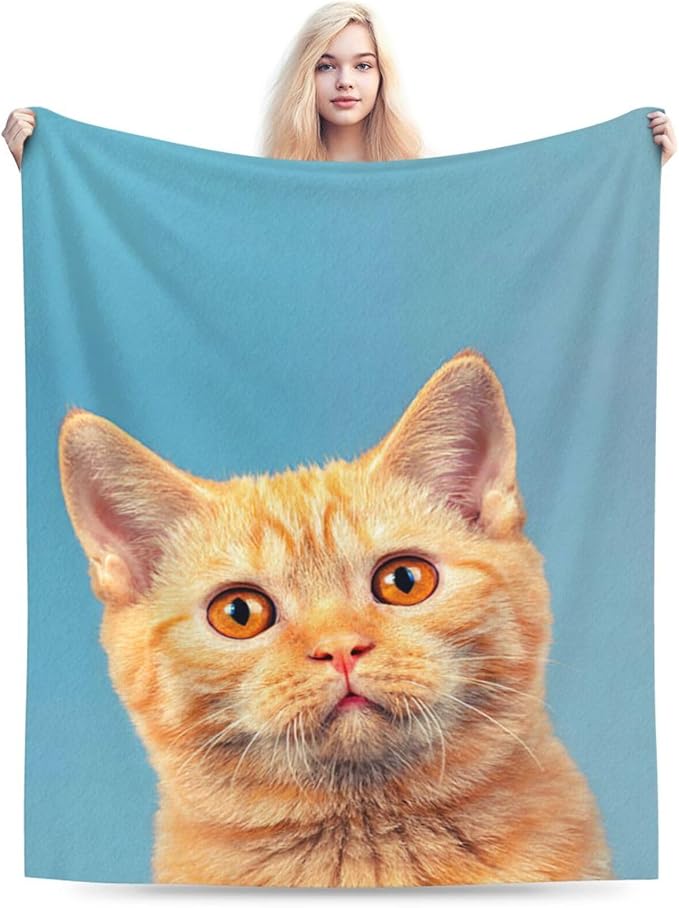Cat Throw Blanket Colorful Cute Cat Plush Fleece Soft Cozy Cat Gifts Blanket for Kids Girls Adults Couch Bed Chair Office Dorm Decor 40''X50''