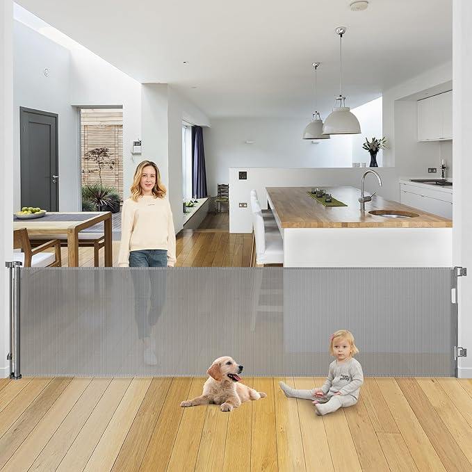 90 Inch Extra Wide Baby Gates Extra Wide Retractable Baby Gates for Dogs Indoor Outdoor Retractable Gate Super Wide Retractable Dog Gate Extra Long Baby Gate for Large Openings Extra Large Pet Gates