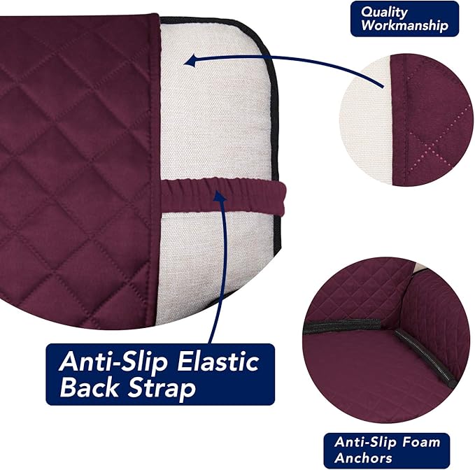 PureFit Reversible Quilted Sofa Cover, Water Resistant Medium Slipcover Furniture Protector, Washable Couch Cover with Non Slip Foam and Elastic Straps for Kids, Dogs, Pets (Loveseat, Wine/Beige)