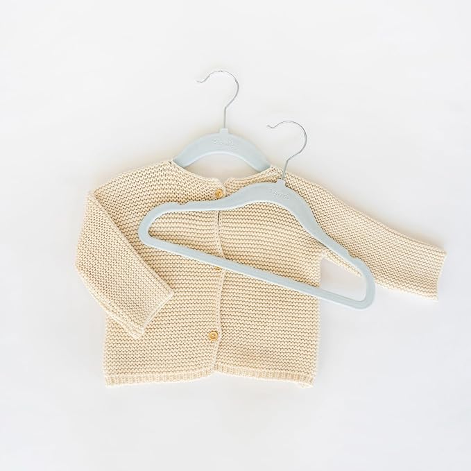 3 Sprouts Velvet Baby Hangers - Non-Slip Hanger for Infant, Toddler, Baby Clothes - Closet Kids Hangers with Slim Design, Nordic Colors, Pack of 30 - Blue