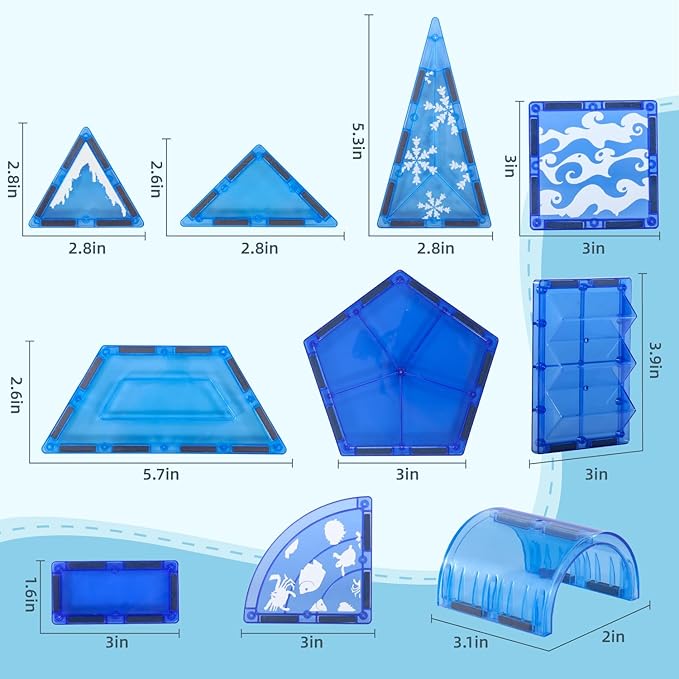 Arctic Animals Magnetic Tiles for Kids Ages 3-8, Frozen Toys Magnetic Building Set with 6 Sea Animals, Educational Magnet Blocks for School Toddlers, Birthday Xmas Gifting Purpose for Boys Girls 4-6