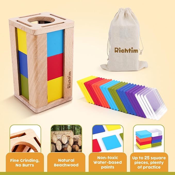 Montessori Toys for 2-4 Year Olds: Wooden Color Sorting Toys for Toddlers and Preschool Learning Activities, Fine Motor Development Sensory Toys, Educational Busy Board Gifts for 3-5 yr Boys and Girls