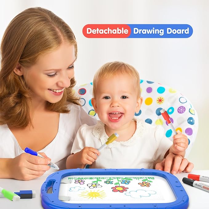 Victostar Easel for Kids, Rotatable Double Sided Adjustable Standing Art Easel with Drawing & Writing Accessories for Kids Boys and Girls (Red Blue)