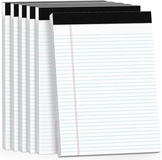 300 Sheets Legal Pads 8.5 x 11 College Ruled 6-Pack White Paper Note Pad Narrow Ruled 50 Sheets per Notepad Perforated Writing Pad Study Back 8x11 Legal Pads Pads of Paper