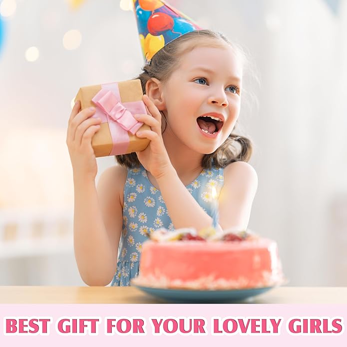 9 PCS Cute Kids Bracelets for Girls Pink LOVE Beaded Bracelets Little Girls Costume Jewelry Princess Party Favors Pretend Play Birthday Easter Christmas Valentines Toddler Jewelry