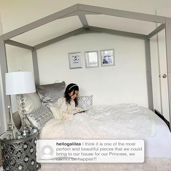 Delta Children Poppy House Wood Twin Bed, Platform Bed - No Box Spring Needed, Blush Pink