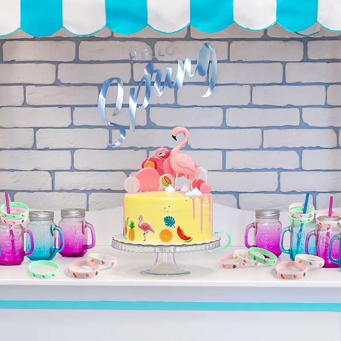 24 Pack Flamingo Wristbands Bracelets, Pineapple Pink Flamingo Silicone Wristband Luau Tropical Hawaiian Party Favors Goody Bag for Boys Girls Flamingo Birthday Summer Hawaiian Party Supplies