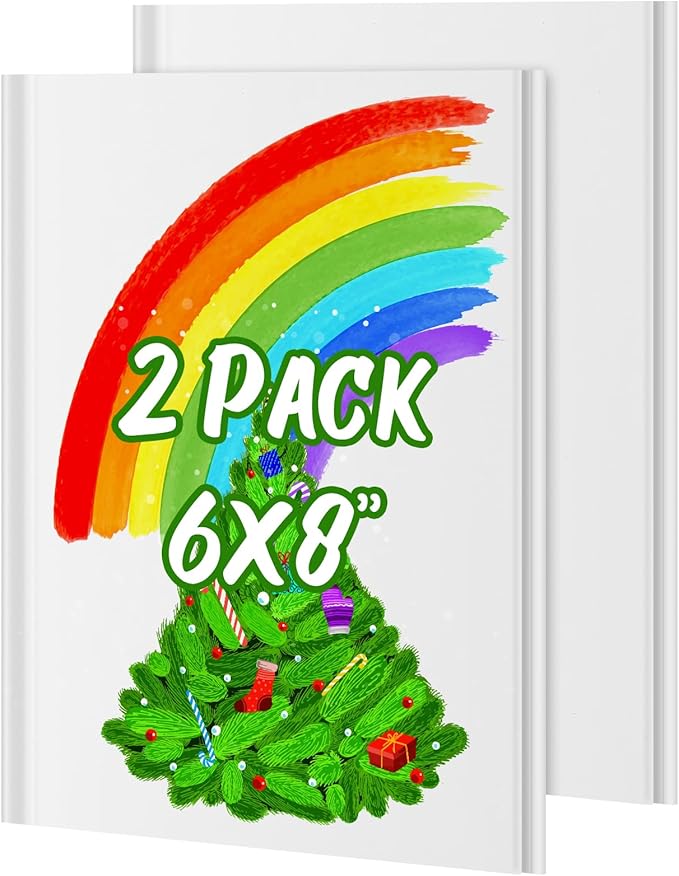 2-Pack Hardcover Blank Books, 60 Pages 6"x8" Blank Note for Kids to Write Stories, 100GSM DIY Calendar Hard Notebooks, White Writing Drawing Sketchbook Bulk, Scrapbook Journal Office School Supplies