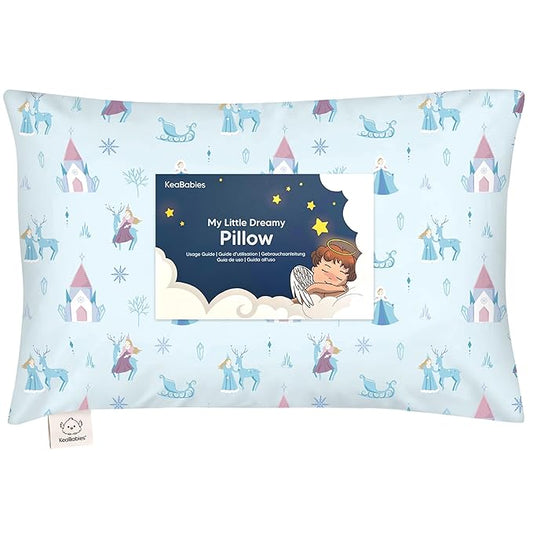 Toddler Pillow with Pillowcase - 13x18 My Little Dreamy Pillow, Organic Cotton Toddler Pillows for Sleeping, Kids Pillow, Travel Pillows, Mini Pillow,Nursery Pillow,Toddler Bed Pillow(Enchanted Frost)