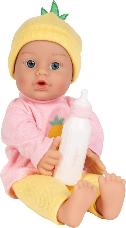 ADORA 11" Soft Cuddly Baby Doll with Blue Eyes, Blonde Hair, Bottle, Beanie, Pink/Yellow - Amazon Exclusive