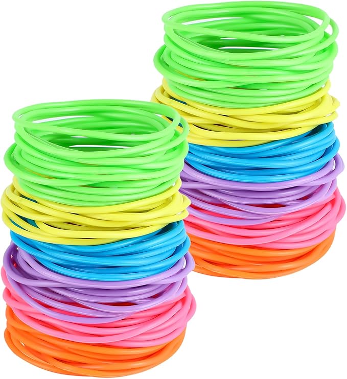 Adorox 144 Bracelets Neon Jelly Bracelets Rainbow Colors Party Favors Birthday Gifts Prizes Assorted Holiday Gift Christmas (Assorted (144 Bracelets))