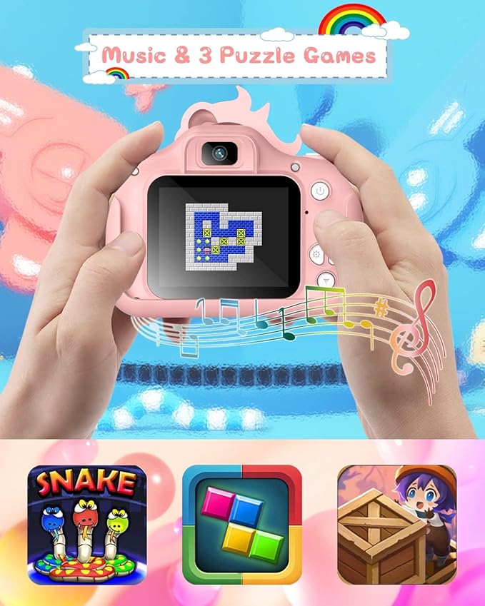 Kids Camera for 3-12 Years Old Toddlers Childrens Boys Girls Selfie Camera 20.0 MP HD 1080P IPS Screen Dual Digital Toy Camera for Kids Birthday