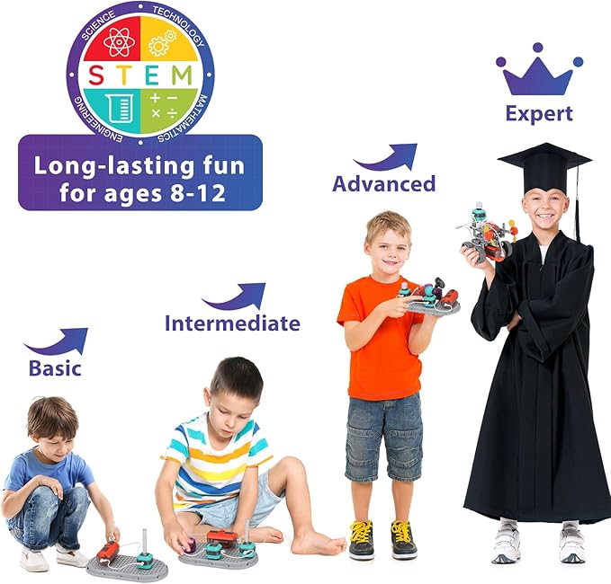 201PCS Circuit Board for Kids 110 Projects STEM Science Kit for Boys 8-14 Includes 15-in-1 Electric Assemble Models Educational Toy DIY Science Experiments School Family Activity Christmas Bday Gift