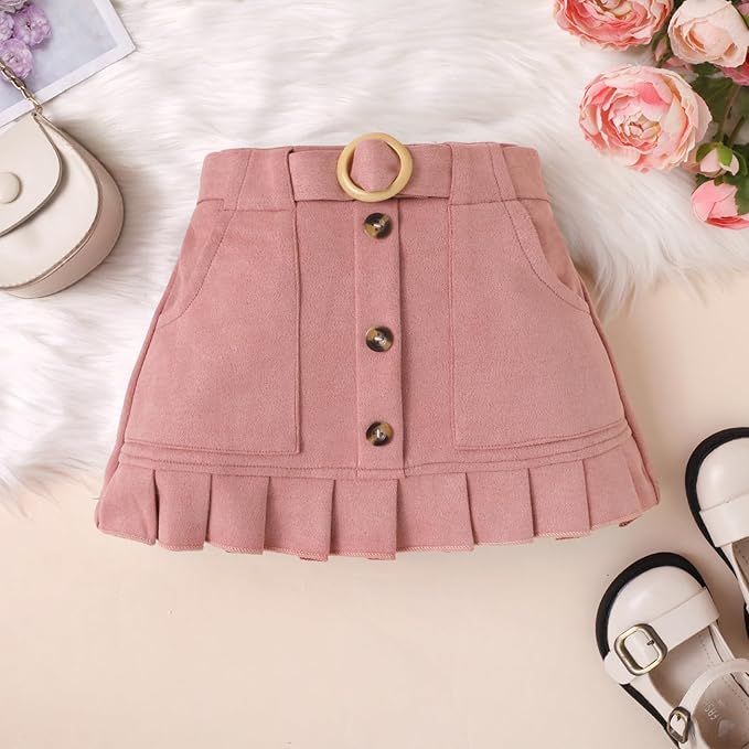 Fernvia Toddler Baby Girl Fall Winter Skirt Set Turtleneck Ribbed Long Sleeve T-Shirt Top & Plaid Skirts Dress 2Pcs Outfits