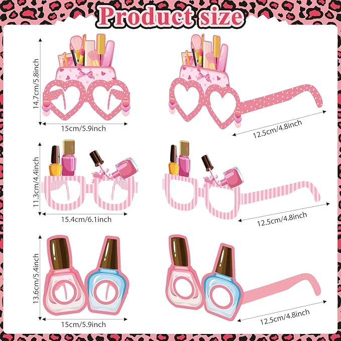 32 Pcs Spa Party Favors Paper Glasses Spa Party Supplies Makeup Party Paper Eyeglasses Frames Spa Photo Booth Props Makeup Selfie Props for Spa Themed Birthday Party Makeup Party Decorations