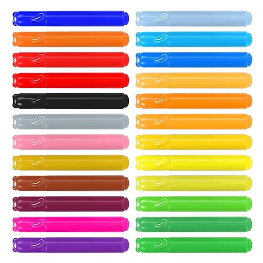 Amazon Basics Washable Markers for Kids, Round Tip Assorted, Pack 24