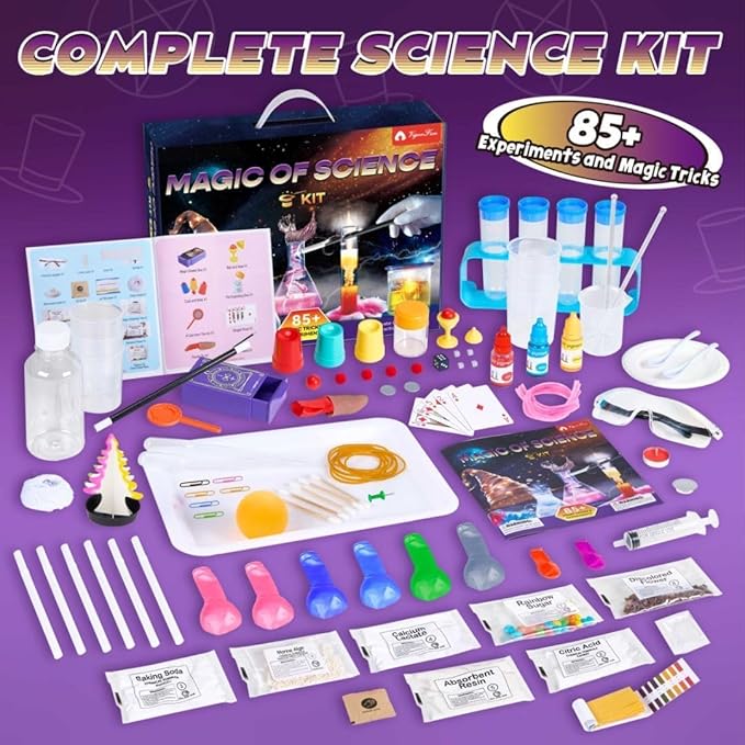 85+ Experiments Magic Kit for Kids Ages 3 4 5 6 7 8, STEM Toys for 9-12 Year Old Boys Girls, Educational Chemistry Physical Magic Tricks Learning Set for Kids Birthday Ideas