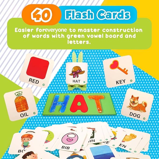 Alphabet Letters Sensory Toys - Short Vowel Reading Letters Spelling Games, Must Haves Sight Words Educational Toy, Fidget Sensory Toys for Autistic