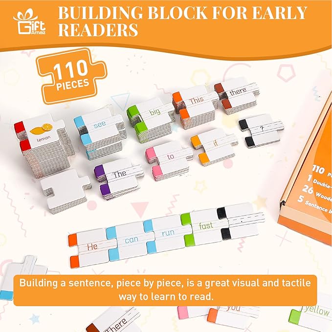 145 PCS Sentence Building for Kids, Sight Word Games Puzzle, Special Education Classroom Must Haves, Montessori Grammar Reading Game, Speech Therapy Cardboard Birthday Toys for Kindergarten