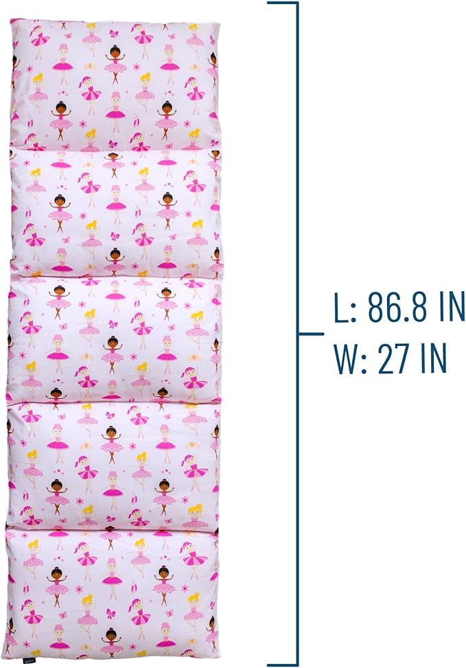 Wildkin Kids Floor Lounger: Ideal for Boys and Girls, Travel-Friendly, Perfect for Sleepovers - Pillow Lounger for Kids, Requires Standard Size Pillows Not Included (Ballerina)