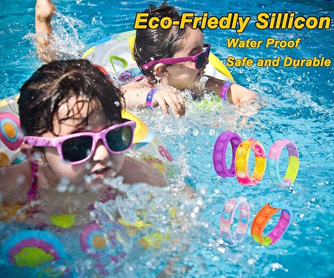 15 PCS Push Pop Bracelet, Party Favor for Kid,Pop Fidget Toys Pack, Fidget Stress Relief Bracelet for Girls Boys Students