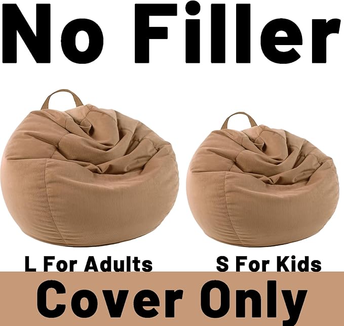 LPMOERA Stuffed Animal Storage Bean Bag Chair Cover (No Filler) for Kids and Adults.Pets Dogs/Cats Lazy Beds.Soft Premium Corduroy Stuffable Bean Bag for Organizing Children Plush Toys or Memory Foam