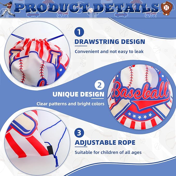60 Pcs Baseball Party Favors, Baseball Birthday Party Favors Includes Baseball Bag Mini Baseball Wristband Keychain Slap bracelet for Kids Baseball Birthday Party Supplies