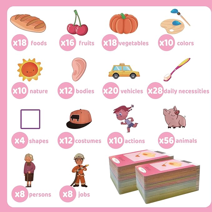 Kids Toddler Toys, Baby Dinosaur Talking Flash Cards for 2 3 4 5 6 Year Old Boys Girls with 224 Sight Words, Autism Sensory Toys, Montessori Learning Educational Toys Children Gifts (Pink)