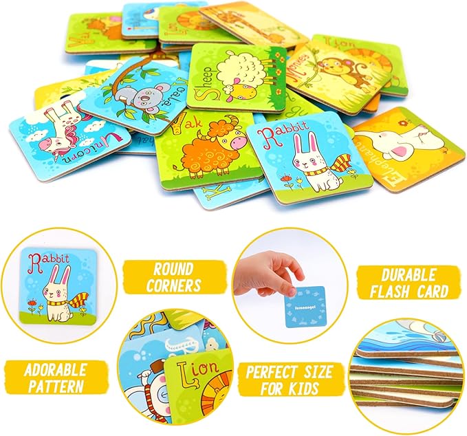 Animal Letter Memory Game ABC Learning for Toddlers, Fun Matching Game, Educational Toys for Kids, Preschool Learning Toys and Alphabet Flash Cards for Boys & Girls Age 4 to 8
