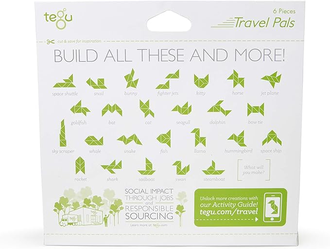 6 Piece Tegu Travel Pal Magnetic Wooden Block Set, Tugboat