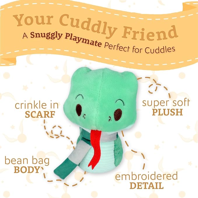 KIDS PREFERRED Harry Potter Slytherin Green Snake Plush Stuffed Animal with Embroidered Details and Green Stripped Scarf Hogwarts House Collectible for Babies, Toddlers, and Kids 6 Inches